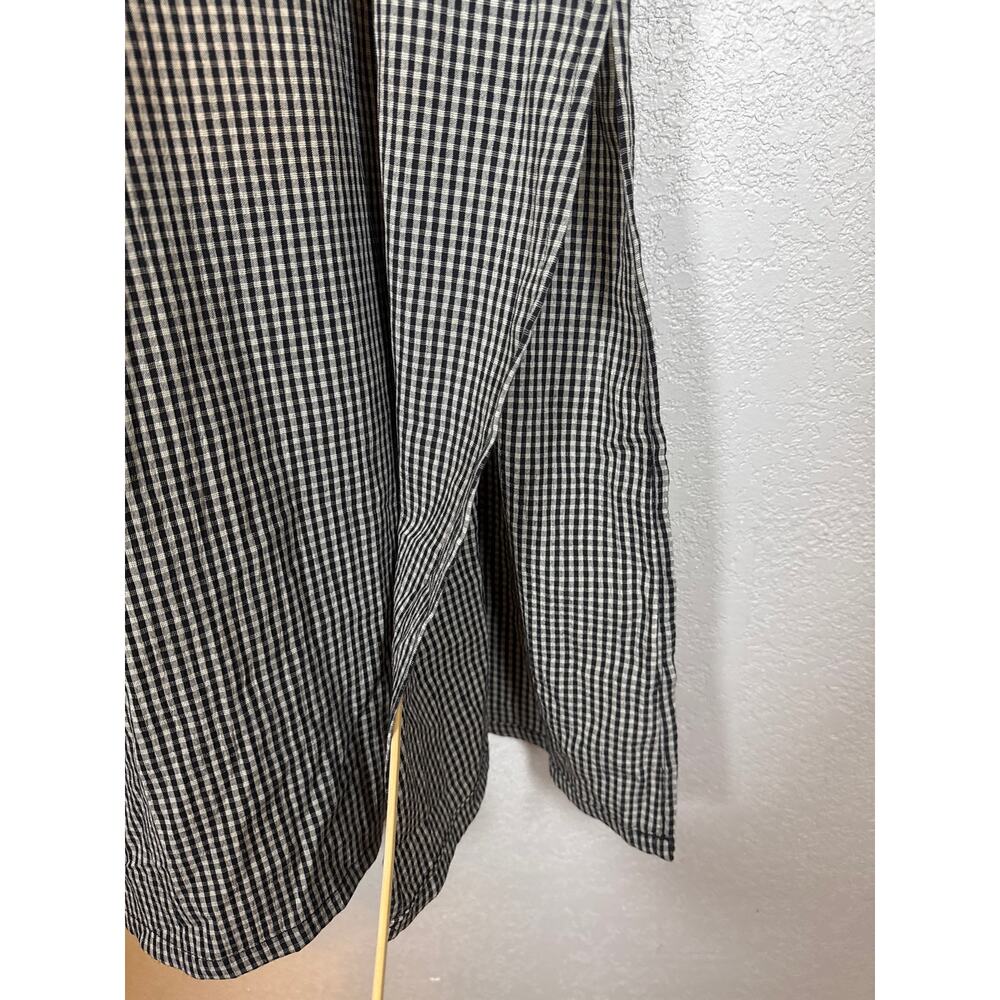 Vintage 90s Gingham Maxi Dress Black Womens 12 Relaxed Fit Teacher Dress Retro - Picture 4 of 6